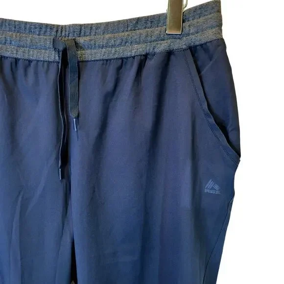RBX Jogger Workout Pants Womens Large Pull-On Woven Navy Blue‎ Gray Drawstring - Picture 4 of 8